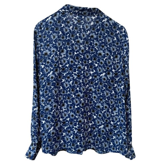 Brooks Brothers Bow Blouse Size 4 Blue Floral Long Sleeve Womens Button up Top - Picture 3 of 10
